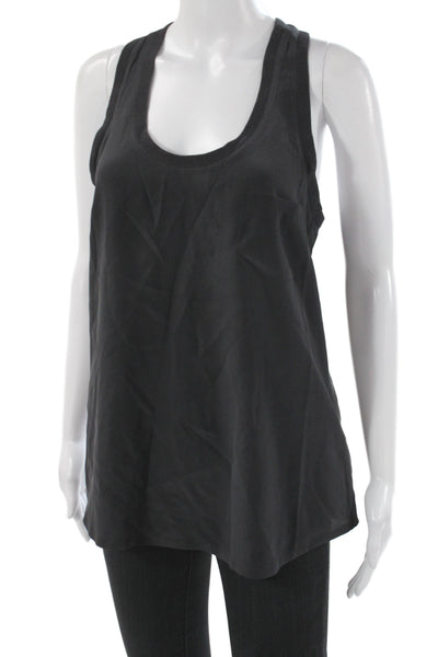 Joie Womens Silk Scoop Neck Sleeveless Tank Top Black Basic Size S