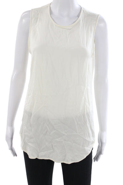 Theory Womens Ivory Silk Sleeveless Round Neck Tank Size M