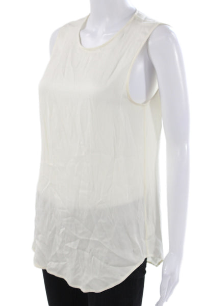 Theory Womens Ivory Silk Sleeveless Round Neck Tank Size M