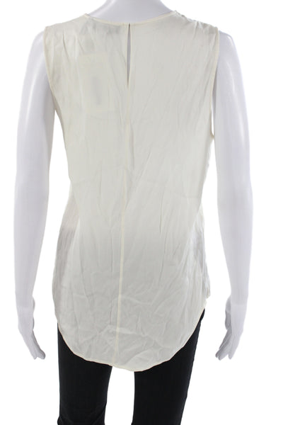 Theory Womens Ivory Silk Sleeveless Round Neck Tank Size M