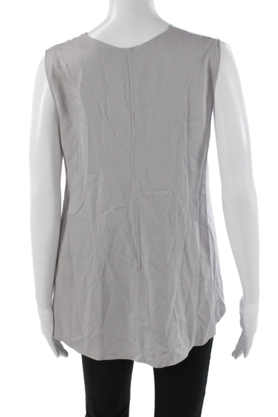 Theory Womens Basic V-Neck Silk Tank Gray Size M