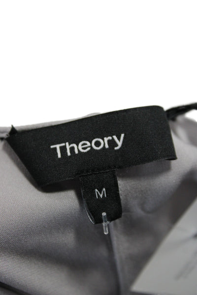 Theory Womens Basic V-Neck Silk Tank Gray Size M