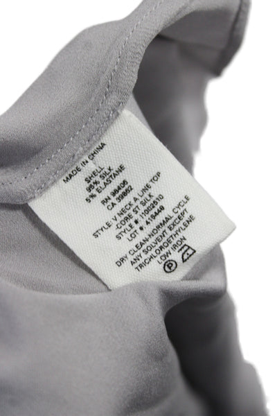 Theory Womens Basic V-Neck Silk Tank Gray Size M