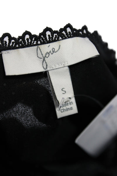 Joie Women Tunic Blouse Sleeveless Silk Black Polka Dot Round Neck Tie Size S