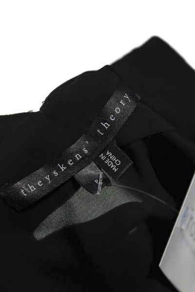 Theyskens Theory Women Black Collar Long Sleeve Button Cuff Basic Blouse Size PP