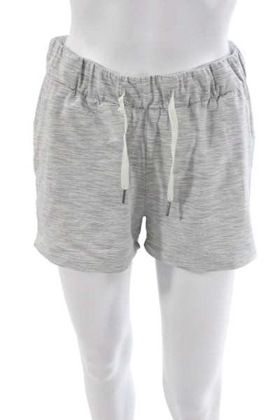 Lululemon Women Athletic Striped Gray Shorts Drawstring Nylon Size 6