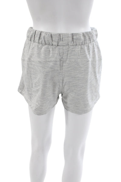 Lululemon Women Athletic Striped Gray Shorts Drawstring Nylon Size 6