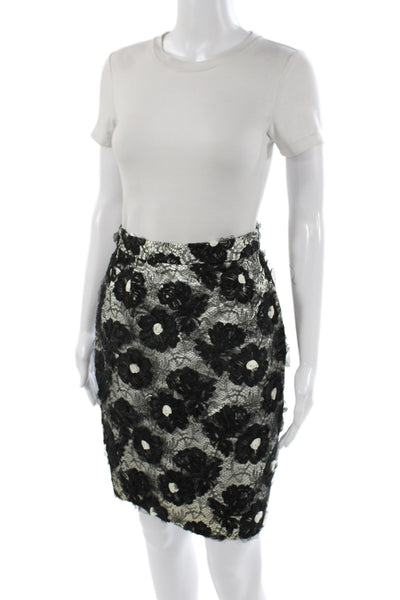 Joanna Mastroianni Womens Straight Pencil Lace Floral Skirt Black Zip Size 6