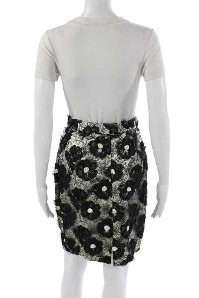 Joanna Mastroianni Womens Straight Pencil Lace Floral Skirt Black Zip Size 6