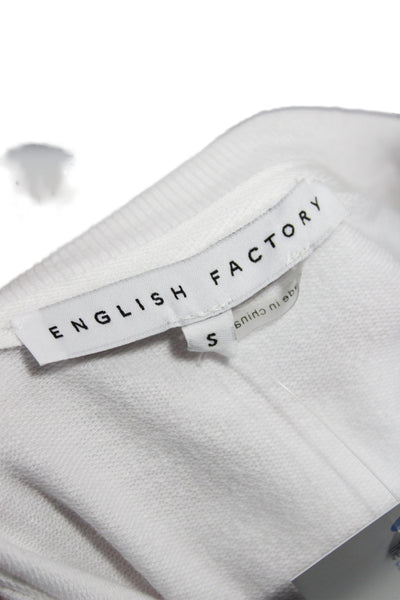 English Factory Women Mini Dress White Crew Neck Short Sleeve Polyester Size S