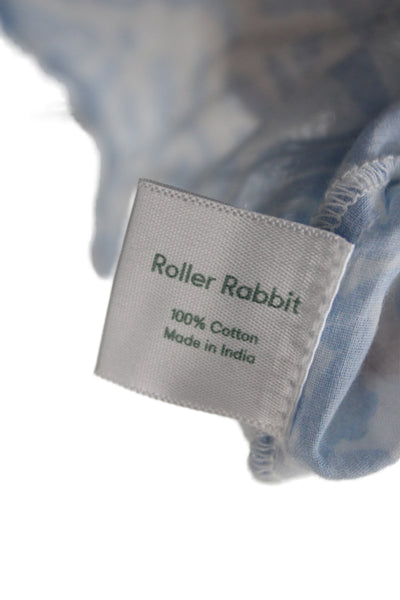 Roller Rabbit Women Blue Cotton Tunic 3/4 Sleeve Round Neck Size XS
