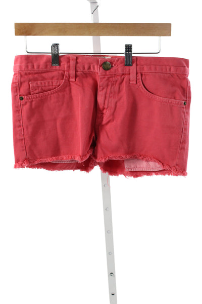 Current/Elliott Womens Boyfriend Shorts Red Cotton Button Size 26