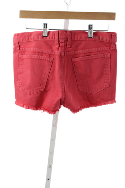 Current/Elliott Womens Boyfriend Shorts Red Cotton Button Size 26