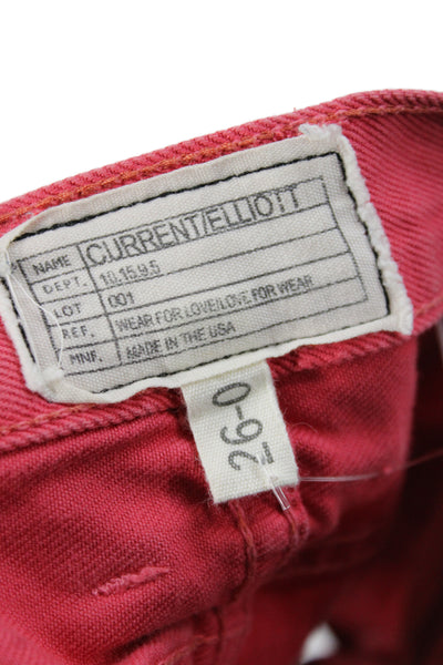 Current/Elliott Womens Boyfriend Shorts Red Cotton Button Size 26