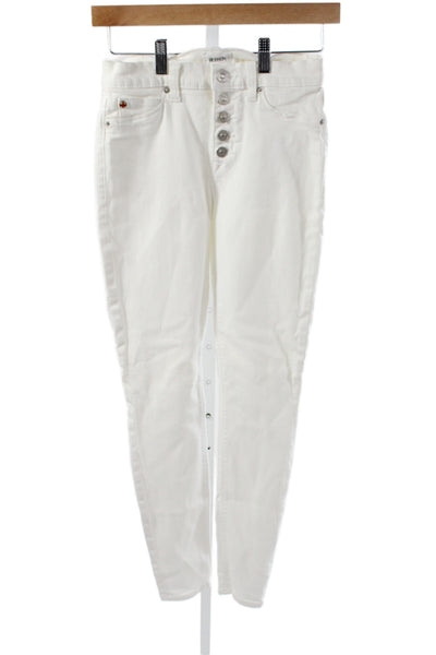 Hudson Womens Skinny Jeans White Mid Rise Button Cotton Inseam 28 Size 25