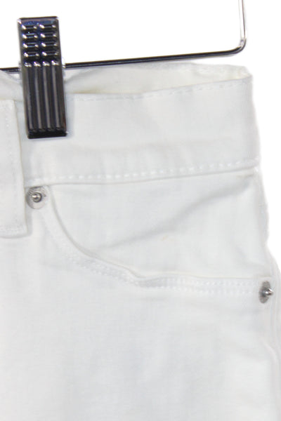 Hudson Womens Skinny Jeans White Mid Rise Button Cotton Inseam 28 Size 25