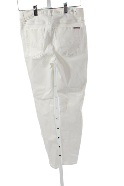 Hudson Womens Skinny Jeans White Mid Rise Button Cotton Inseam 28 Size 25