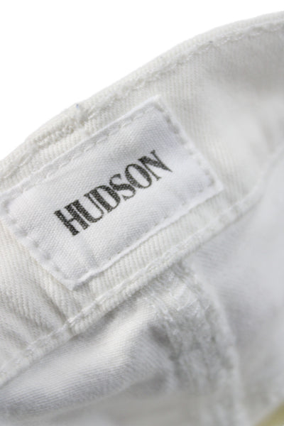 Hudson Womens Skinny Jeans White Mid Rise Button Cotton Inseam 28 Size 25