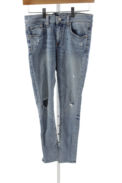 Rag & Bone Womens Skinny Jeans Blue Cotton Mid Rise Button Size 26