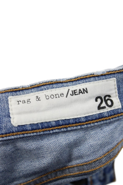 Rag & Bone Womens Skinny Jeans Blue Cotton Mid Rise Button Size 26