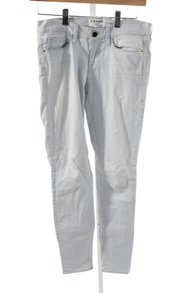 Frame Womens Skinny Blue Cotton Jeans Button Fly Inseam 30 Size 26