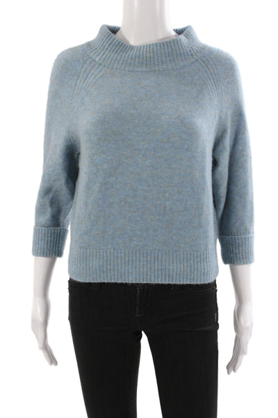 3.1 Phillip Lim Womens Blue Mock Neck Pullover Sweater 3/4 Sleeve Size XS