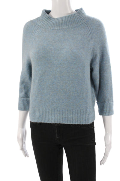 3.1 Phillip Lim Womens Blue Mock Neck Pullover Sweater 3/4 Sleeve Size XS