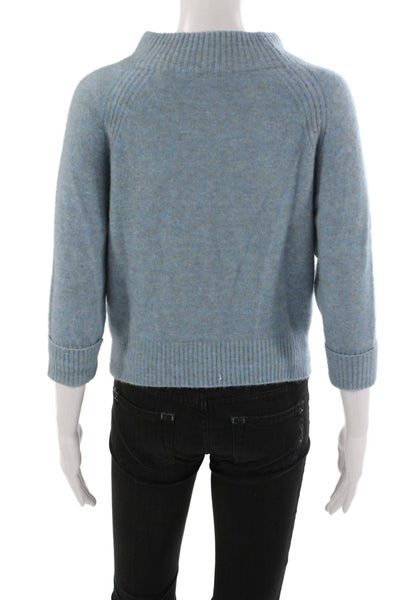 3.1 Phillip Lim Womens Blue Mock Neck Pullover Sweater 3/4 Sleeve Size XS