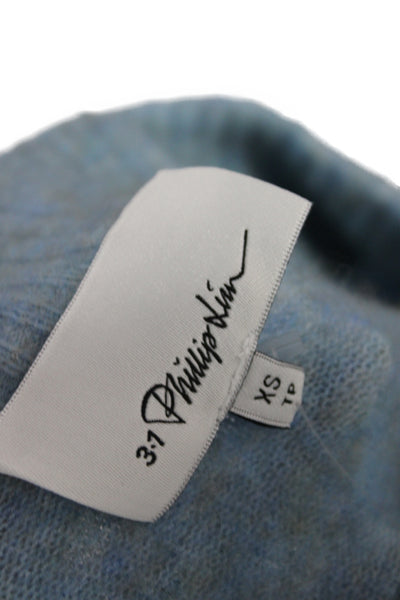 3.1 Phillip Lim Womens Blue Mock Neck Pullover Sweater 3/4 Sleeve Size XS