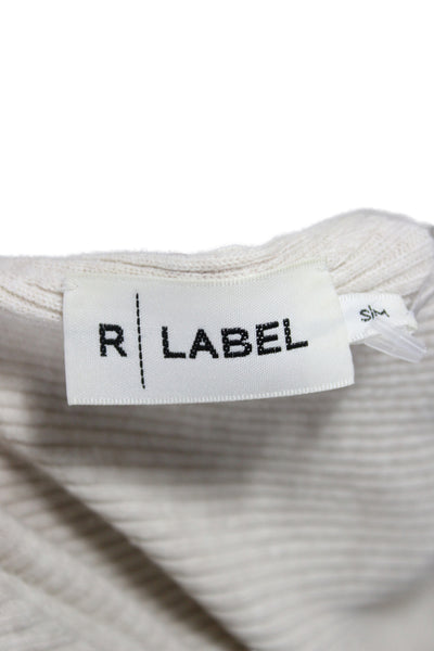 R Label Women Pullover Sweater Boat Neck 3/4 Sleeve Beige 34% Cotton Size S