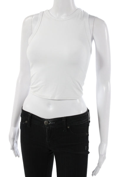 Athleta Women White Cropped Tank Sleeveless Crewneck Athleisure Size XS