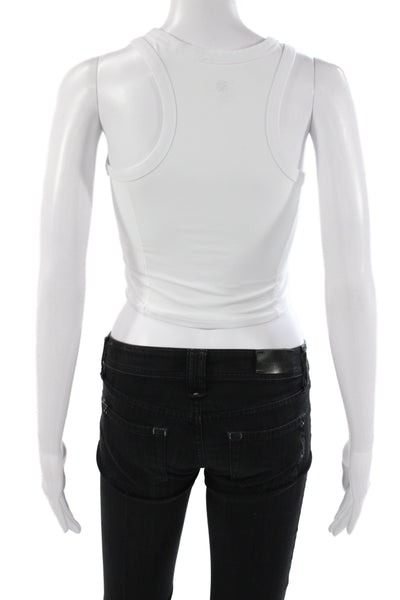 Athleta Women White Cropped Tank Sleeveless Crewneck Athleisure Size XS