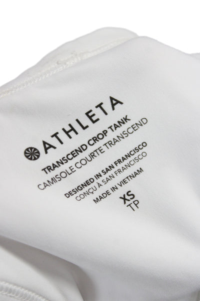 Athleta Women White Cropped Tank Sleeveless Crewneck Athleisure Size XS