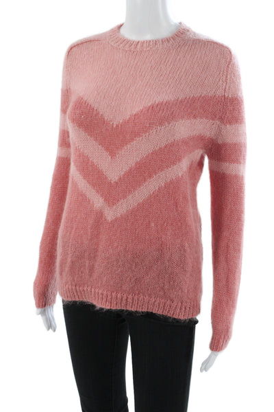 La Maille Sezane Women Pullover Pink Chevron Crew Neck Long Sleeve Size S