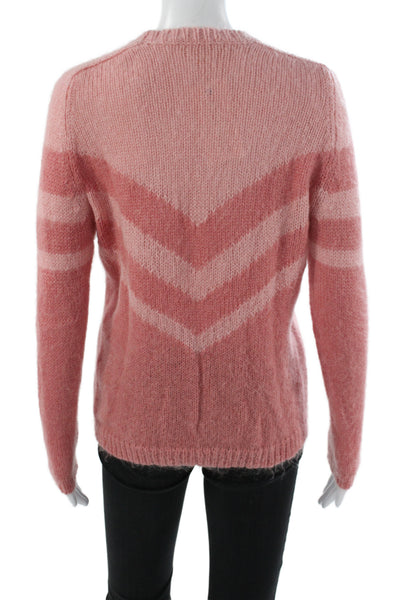 La Maille Sezane Women Pullover Pink Chevron Crew Neck Long Sleeve Size S