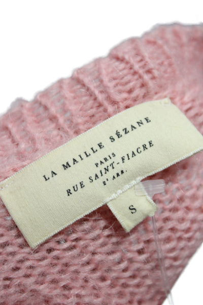 La Maille Sezane Women Pullover Pink Chevron Crew Neck Long Sleeve Size S