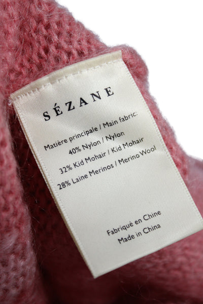 La Maille Sezane Women Pullover Pink Chevron Crew Neck Long Sleeve Size S