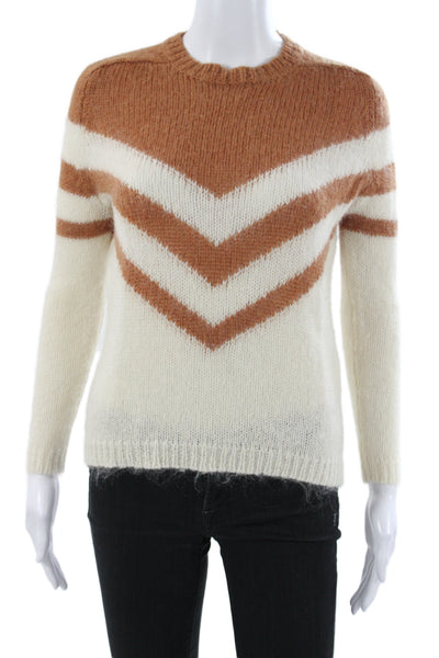 La Maille Sezane Womens Pullover Chevron Crew Long Sleeve Brown Size XS