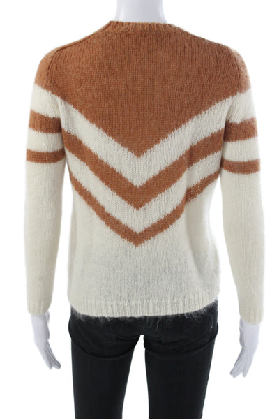 La Maille Sezane Womens Pullover Chevron Crew Long Sleeve Brown Size XS