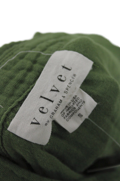 Velvet Womens Green Cotton Collared Short Sleeve Jumpsuit Button Size S
