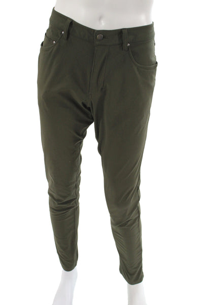 Lululemon Mens Chino Pants Green Elastane Button Fly Size 32