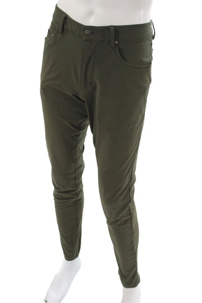 Lululemon Mens Chino Pants Green Elastane Button Fly Size 32