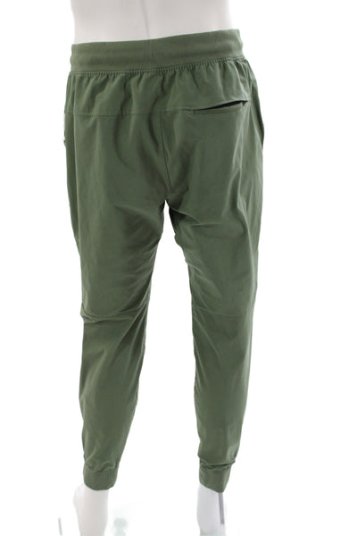 Lululemon Mens Jogger Pants Green Drawstring Polyester Solid Size L