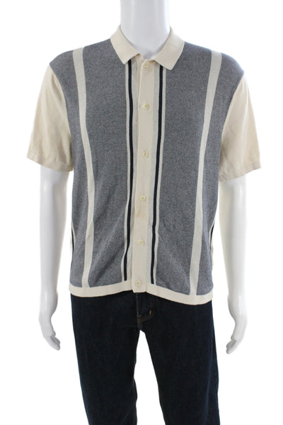 Madewell Mens Striped Collared Short Sleeve Button-Down Shirt Beige Size XS