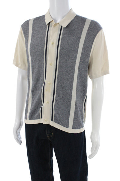 Madewell Mens Striped Collared Short Sleeve Button-Down Shirt Beige Size XS