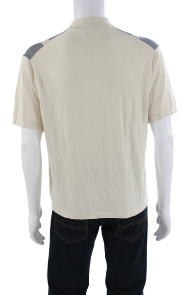Madewell Mens Striped Collared Short Sleeve Button-Down Shirt Beige Size XS