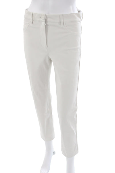 Theory Womens Beige Cropped Pants Button Closure Size 4