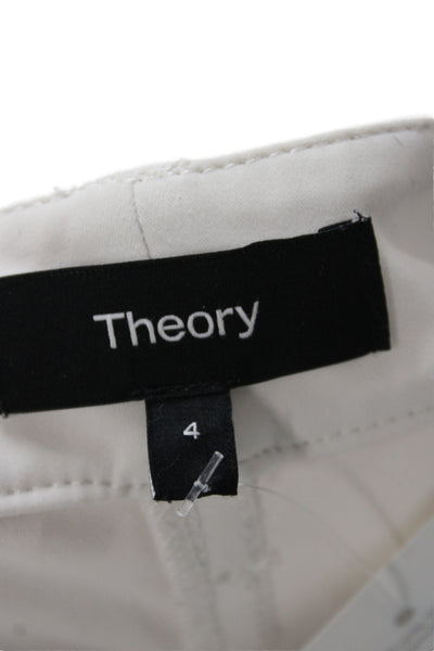 Theory Womens Beige Cropped Pants Button Closure Size 4