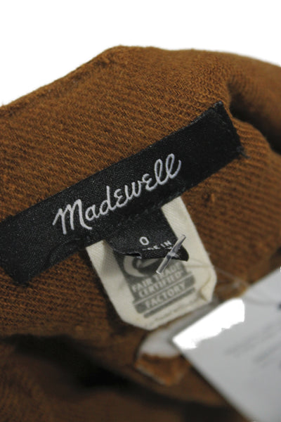 Madewell Womens Casual Brown Linen Blend Button Shorts Size 0