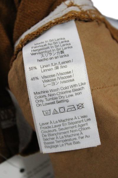 Madewell Womens Casual Brown Linen Blend Button Shorts Size 0